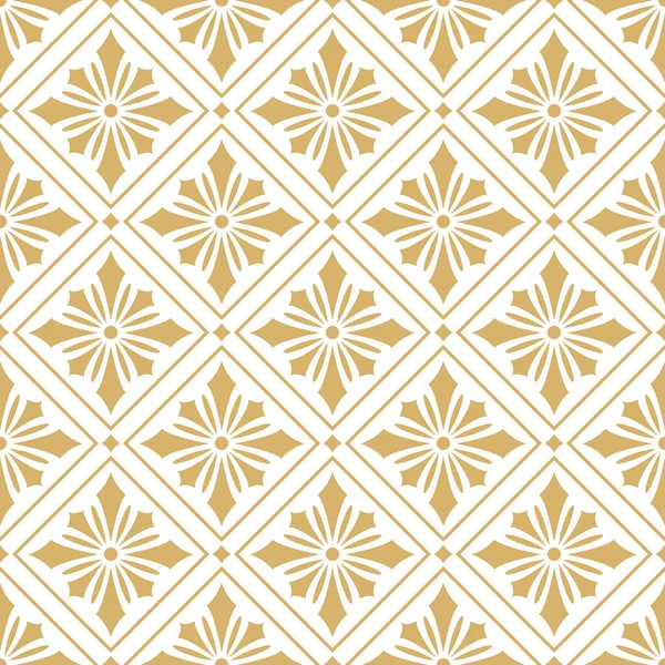 Gold Pattern Flowers Rhombuses Background Geometric Ornament Gold Flowers Rhombuses — Wektor stockowy