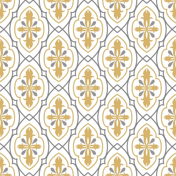 Ornament Moroccan Style White Background Geometric Ornament Flowers Vector Seamless — Wektor stockowy