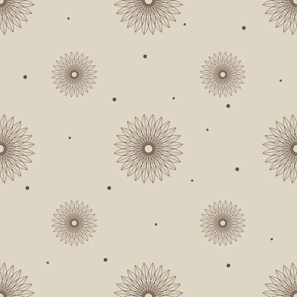 Flowers Beige Background Vector Seamless Pattern — Vetor de Stock