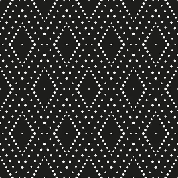 Geometric Ornament Rhombuses Pattern White Dots Black Background Vector Seamless — Stockvektor