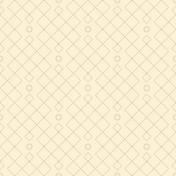 Ornament Rhombuses Flowers Geometric Pattern Beige Background Vector Seamless Pattern — Wektor stockowy