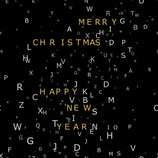 Der Hintergrund Von Weihnachten Und Neujahr Graue Buchstaben Und Goldener — Stockvektor