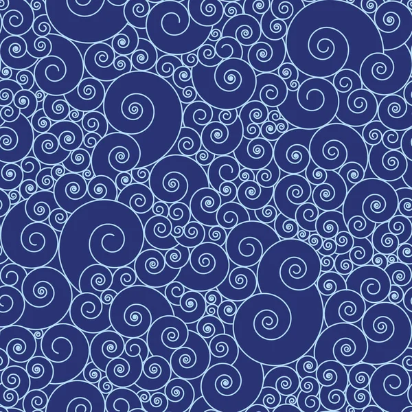 Pattern Spirals Blue Wave Background Vector Seamless Pattern — Stock Vector