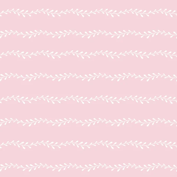 湾曲した小枝のパターン 薄いピンク色の繊細な花の背景 ベクトルシームレスパターン — ストックベクタ