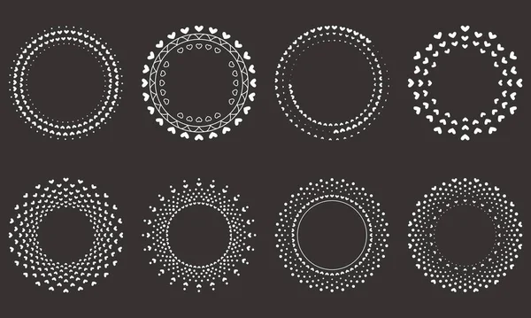 Decorative Frames Hearts Dots Set Frames Circle Shapes Designer Templates — Vetor de Stock
