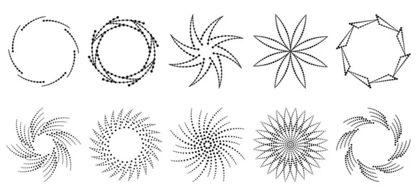 Ornamente Aus Punkten Und Linien Rundes Muster Set Von Dekorativen — Stockvektor