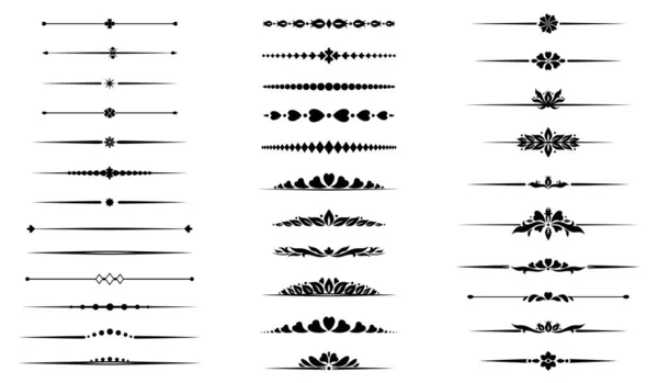 Oddělovače Textu Sada Dekorativních Děličů Výzdoba Stránek Černé Barvě Designové — Stockový vektor