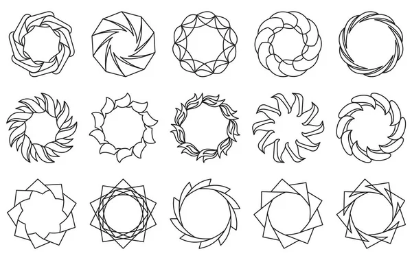 Sada Dekorativních Rámů Geometrické Ozdoby Kulatý Vzor Kruhové Tvary Design — Stockový vektor