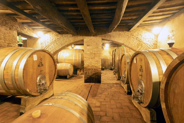 Barrique Cellar Tricerchi Castle Wine Estate Montalcino Tuscany Italy — стокове фото