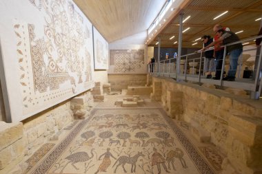 Nebo Dağı Ortadoğu 'ndaki turistler mozaik zemini Bizans' ı korudular