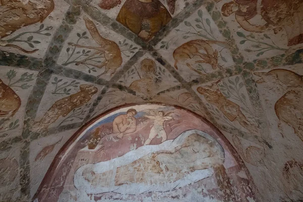 Quayr Amra Zarqa Jordan ローマの壁画の断片 ヨルダン東部のウマイヤ砂漠の城 — ストック写真