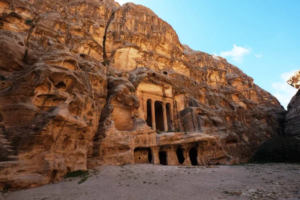Pequeña Petra Jordania Edificio Cavado Siq Barid Wadi Musa Antiguo — Foto de Stock