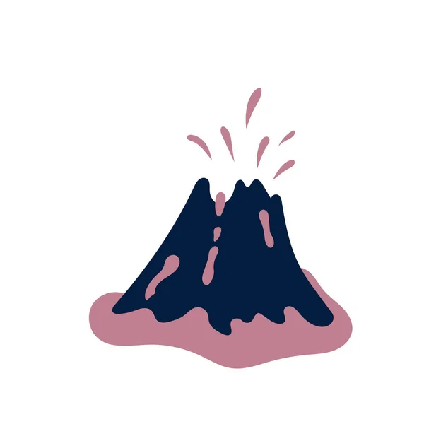 Explosión isla del volcán dibujado a mano estilo garabato — Vector de stock