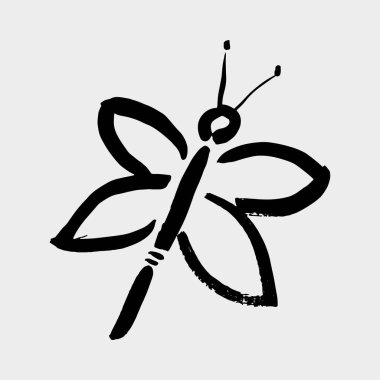 vektör el çizilmiş kelebek siyah mürekkep rengi.