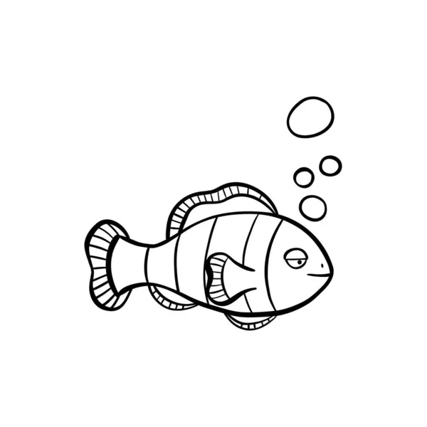 Handgezeichnete Clownfisch-Illustration im Doodle-Stil — Stockvektor