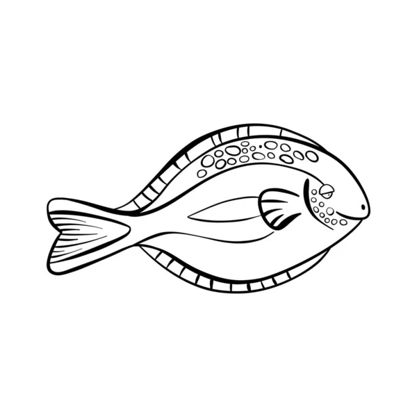 Cirujano pescado dibujado a mano. Vector doodle icono de estilo — Vector de stock