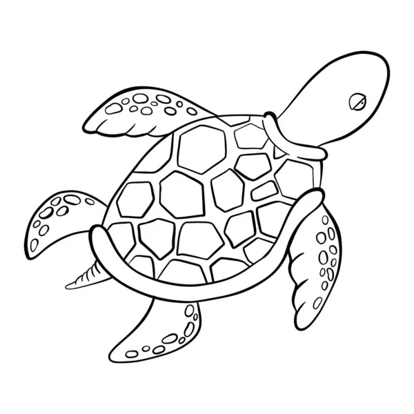 Vector Black Outline Cartoon Doodle Meeresschildkröten. — Stockvektor