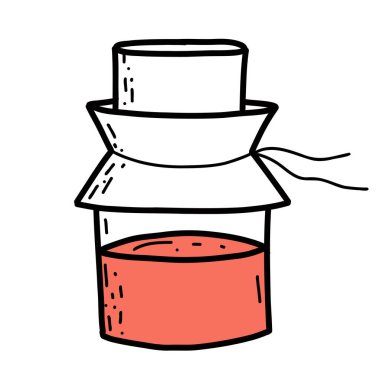 Kahve makinesinin üzerine dalga dök. Alternatif kahve. Doodle el çizimi stili. Vektör illüstrasyonu