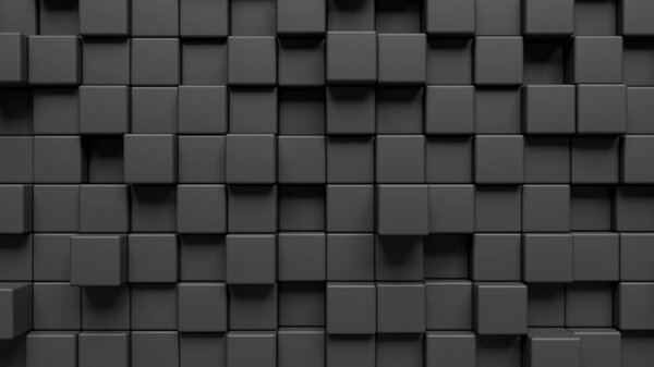 3d Rendering of a wall made with black cubes