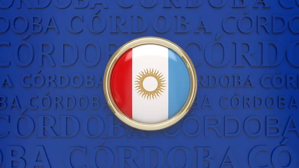 Renderinig Una Insignia Con Bandera Provincia Córdoba Argentina Sobre Fondo —  Fotos de Stock