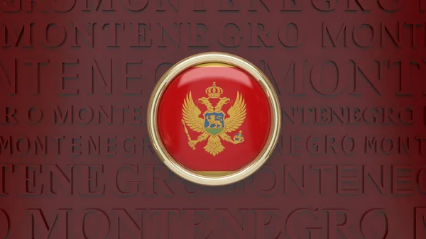 Representación Una Insignia Con Bandera Montenegro Sobre Fondo Rojo Oscuro — Foto de Stock