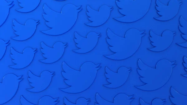 Fundo Azul Com Padrão Logotipo Twitter Relevo — Fotografia de Stock