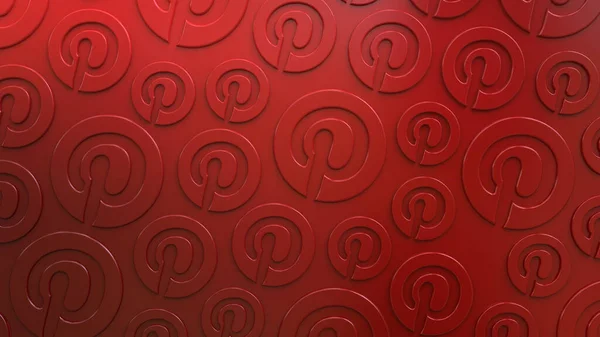 Red Background Embossed Pinterest Logo Pattern — Fotografia de Stock