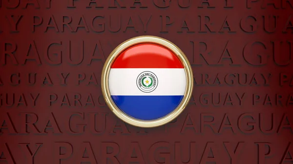 Representación Una Insignia Con Bandera Paraguaya Sobre Fondo Rojo Oscuro —  Fotos de Stock