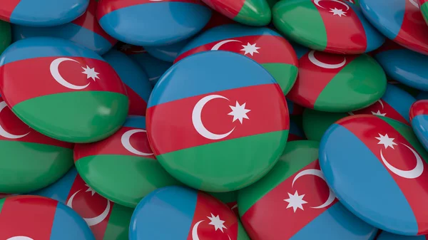 Vykreslování Mnoha Odznaků Ázerbájdžánskou Vlajkou Zblízka — Stock fotografie