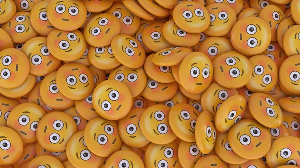 Rendering Eines Bündels Von Emojis Mit Gerötetem Gesicht — Stockfoto