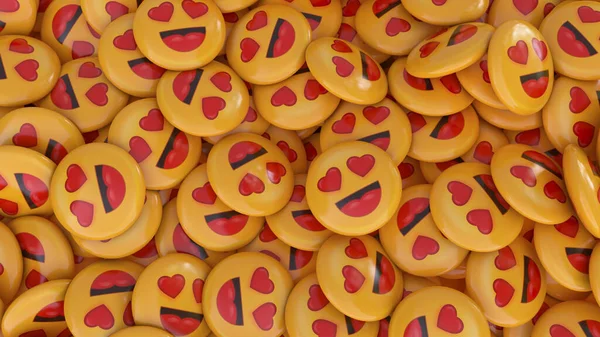 3d rendering of a bunch of emojis with heart-shaped eyes