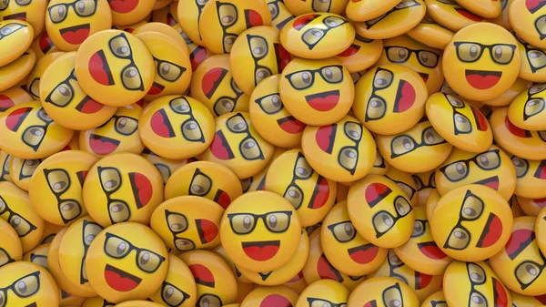 Рендеринг Большого Количества Эмодзи Очками Счастливым Лицом — стоковое фото