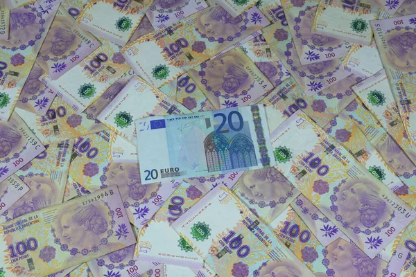 Euro Bill Bunch 100 Argentinean Peso Banknotes — Stok fotoğraf