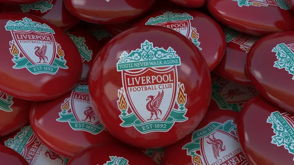 Rendering Lot Badges Logo Liverpool Football Club English Soccer Team — Stock Photo, Image