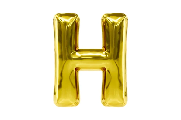 Oro partido fuente metálica letra dorada H hecha de globo de helio realista, ilustración Premium 3d. — Foto de Stock