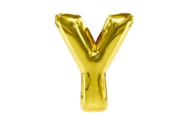 Oro partido fuente metálica letra dorada Y hecho de globo de helio realista, ilustración Premium 3d. — Foto de Stock