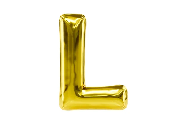 Golden party font metellic golden letter L made of realistic helium balloon, Premium 3d illustration. Stok Gambar