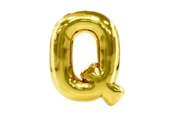 Gyllene part typsnitt metellic gyllene bokstaven Q gjord av realistisk helium ballong, Premium 3D illustration. Stockbild