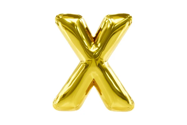Golden party font metellic golden letter X made of realistic helium balloon, Premium 3d illustration. Stok Lukisan  