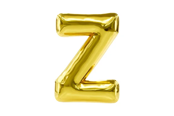 Golden party font metellic golden letter Z made of realistic helium balloon, Premium 3d illustration. Stok Gambar