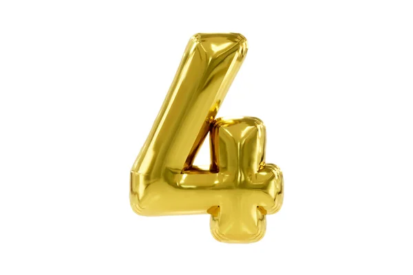 Gyllene nummer 4 tillverkad av realistisk heliumfestballong, Premium 3D illustration. Royaltyfria Stockbilder