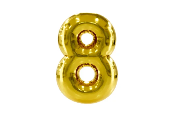 Emas nomor 8 terbuat dari balon pesta helium yang realistis, ilustrasi Premium 3d. Stok Foto Bebas Royalti