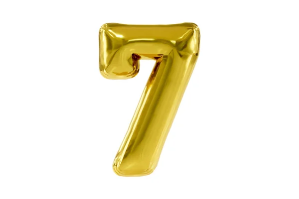 Emas nomor 7 terbuat dari balon pesta helium yang realistis, ilustrasi Premium 3d. Stok Gambar Bebas Royalti