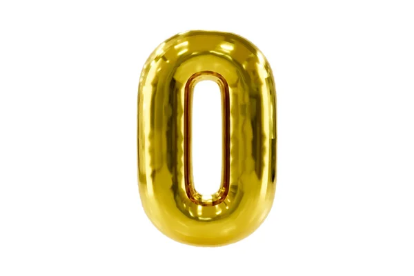 Nomor emas 0 terbuat dari balon pesta helium yang realistis, ilustrasi Premium 3d. Stok Gambar