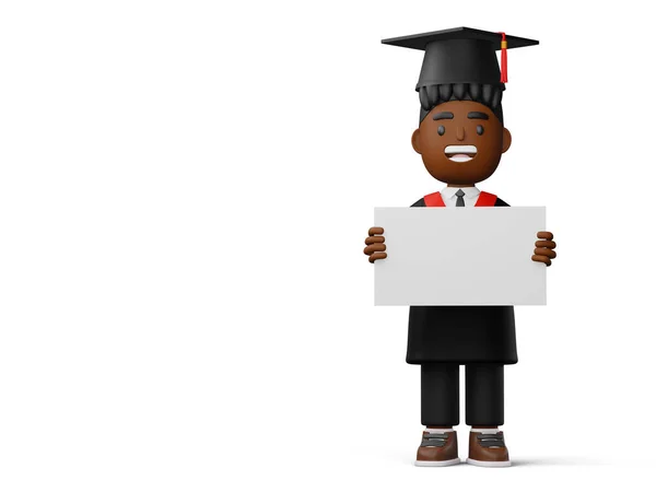 Feliz Graduação Menino Segurar Livro Diploma Renderização — Fotografia de Stock