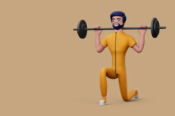 Happy Fitness Man Exercise Fitness Good Health Rendering — Stockfoto