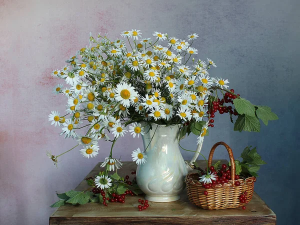 Zátiší Život Sedmikrásky Pestrobarevném Pozadí Louka Květiny Kytici Royalty Free Stock Obrázky