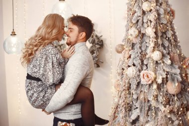 Zarif çift yeni yılı bu odada kutluyor.