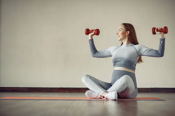 Pregnant Girl Gym Sports Girl Sportswear — Stock Photo, Image