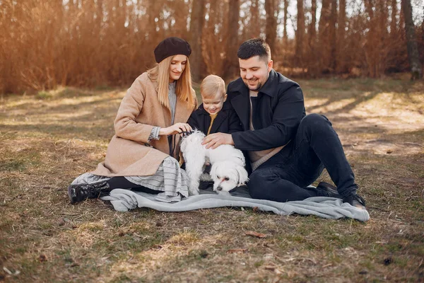 Familia Con Lindo Hijo Pequeño Padres Con Hijos Parque —  Fotos de Stock